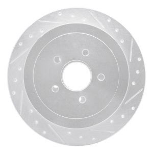 Lincoln Town Car Brake Rotor (1) - Rear Right - R1 Concepts - Drilled & Slotted - Silver - `03-`11